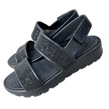 SKECHERS Foamies Arch Fit Footsteps Rhinestones Black Sandals Women Sz 7 Comfort