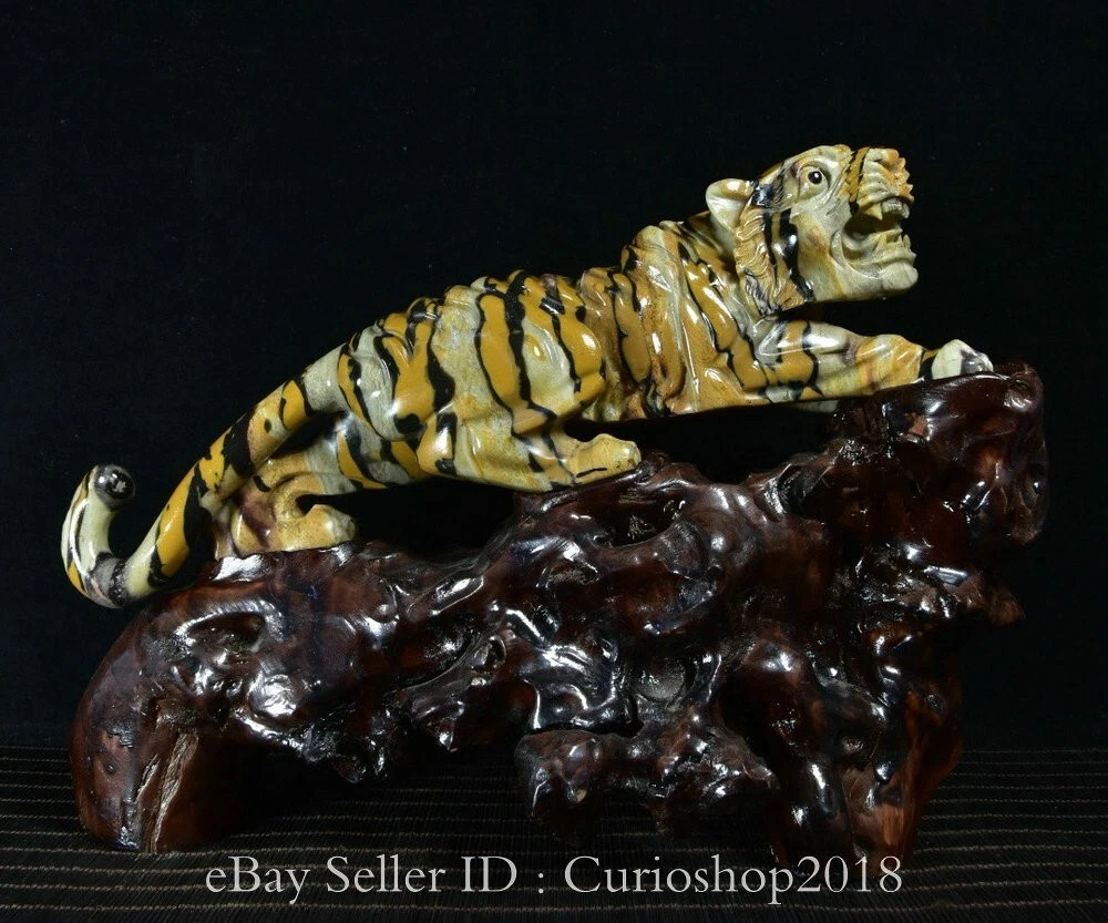 寿山石の虎の置物 Tiger 寿山石主中国风雕像、雕像| eBay