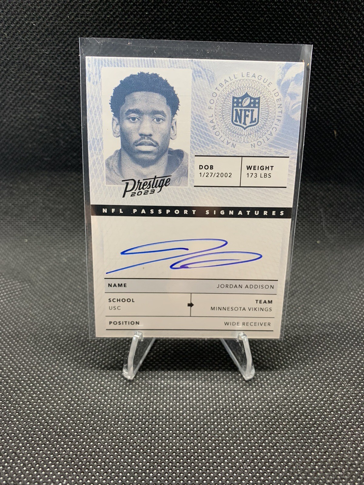 Jordan Addison 2023 Prestige NFL Passport Signatures #NPS-JA Vikings AUTO