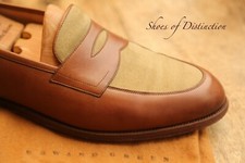 Edward Green Tan Brown Leather Shoes Penny Loafers Men's UK 9.5 E US 10 EU 43.5
