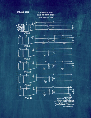 Pulse Jet Thrust Engine Patent Print Midnight