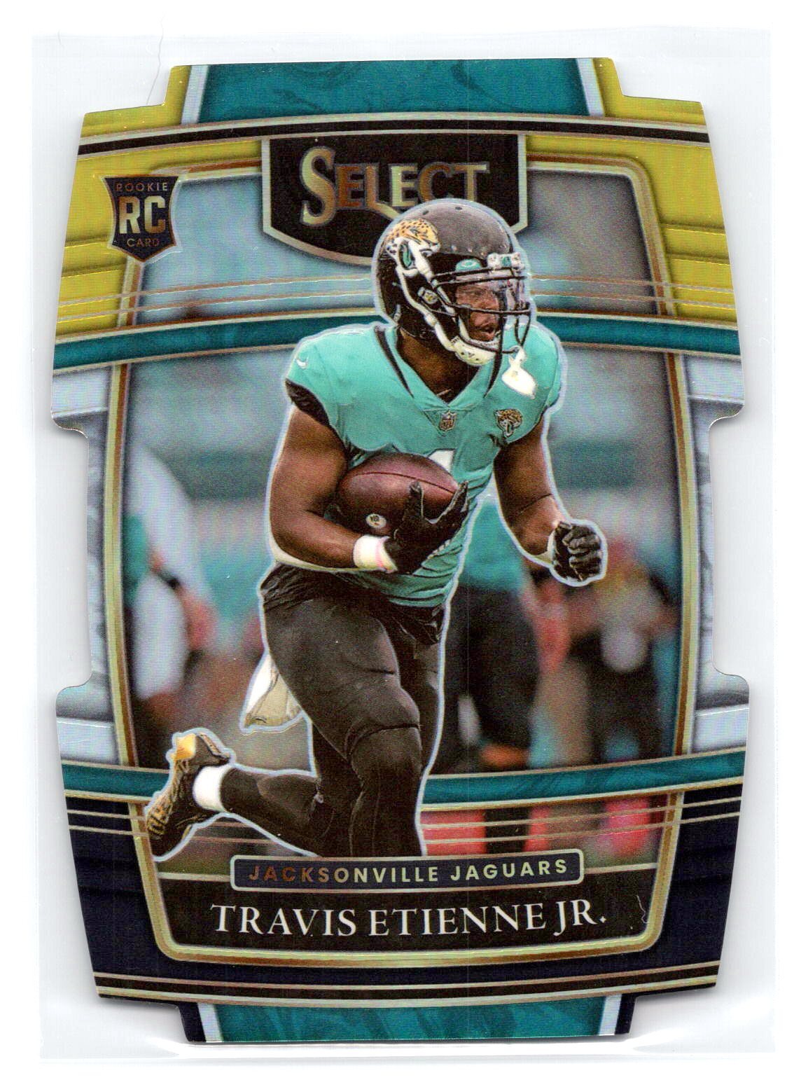 2021 Panini Select #54 Travis Etienne Jr. Black and Gold Prizm Die Cut