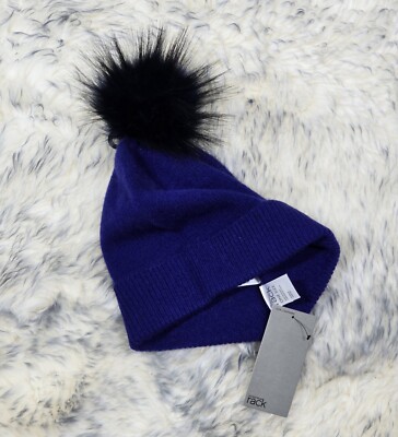 Nordstrom 100% Cashmere Beanie pompon maeve one size NWT NORDSTROM RACK 100% CASHMERE BEANIE POM PURPLE PETAL HAT  main image 4