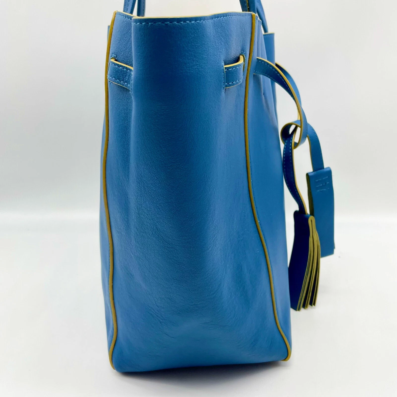 Celine Tote Bag Cabas Phantom borsa a mano in pelle blu F GC 0141 Y2K autentica