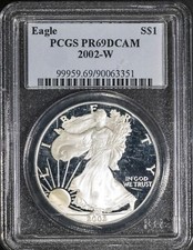 2002-W $1 Silver American Eagle PR69DCAM PCGS # 90063351 + Bonus