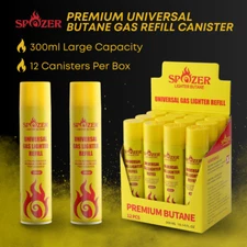 Spozer Refined Butane Lighter Gas Fuel Refill 12/24 Can 300ML 10.14 oZ Canisters