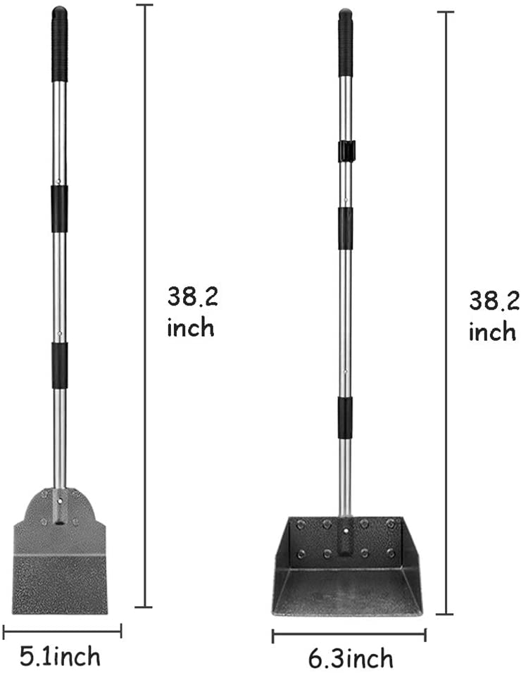 Upgraded Dog Pooper Scooper Tray and Spade Set, Adjustable Long Handle