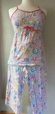 Nick and Nora Seashells Coral 90 Cotton 5 Spandex Cami Pajama Set Large