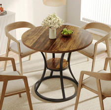 Round Dining Table for 2-4 People,80cm Modern Wooden Small Kitchen Dinner Table