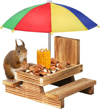 Gnodary Squirrel Feeder with Umbrella, Squirrel Feeders for Outside, Squirrel