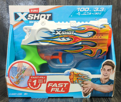 Zuru X-Shot Skins Fast-Fill Water Gun , Shoots 30 Feet, 3.3 Fl Oz. Flames, New