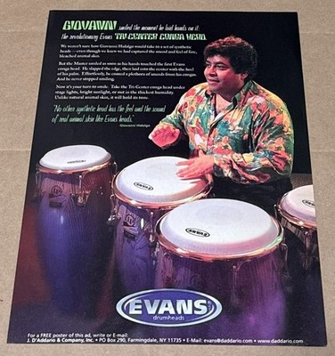 Giovanni Hidalgo - EVANS Drumheads - 2000 Print Advertisement
