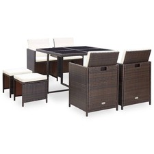 Patio Dining Set with Cushions Table and Chairs Bistro Set Poly Rattan vidaXL