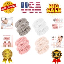 4 Pairs Wrist Bands for Washing Face Wrist Spa Microfiber Wash Towel Band Scr...