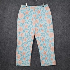 VINTAGE Lilly Pulitzer Pants Womens 10 Blue Hi Rise Crop Lined Starfish Beach