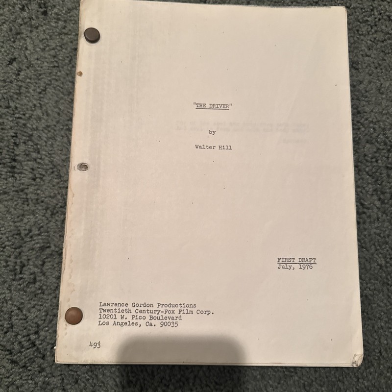 RARE 1976 THE DRIVER MOVIE FIRST DRAFT SCRIPT BY WALTER HILL RARE HTF
