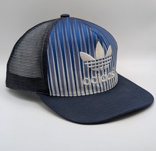 Adidas Trucker Style Snapback Cap Hat Blue White Mesh Back Y2K Beach