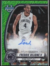 Freddie Dilione 2024-25 Bowman Chrome Auto Green Shimmer Refractor 96 Penn State