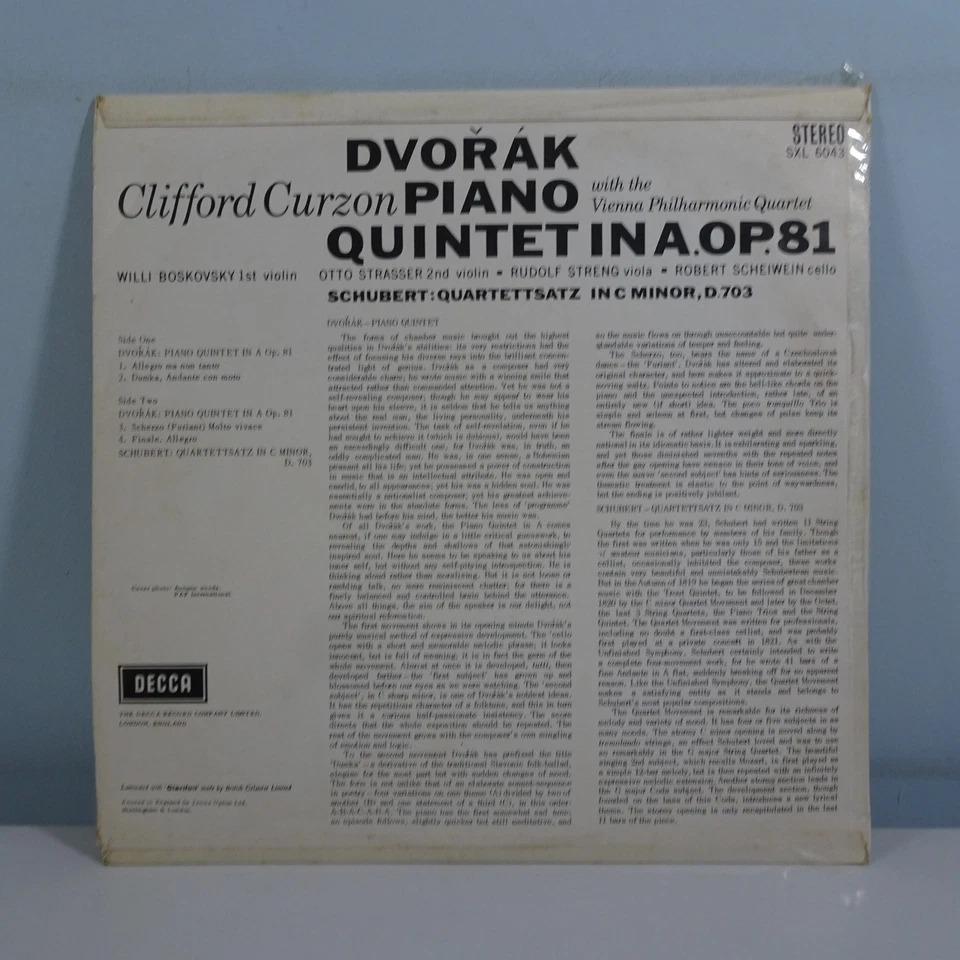 SXL 6043 CURZON BOSKOVSKY Dvorak & Schubert UK 1963 Decca ED1 WBg 1E/1E LP EX/VG - Image 2 of 4