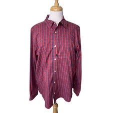 TOAD  & CO Insect Shield Long Sleeve Button Up Red Plaid 