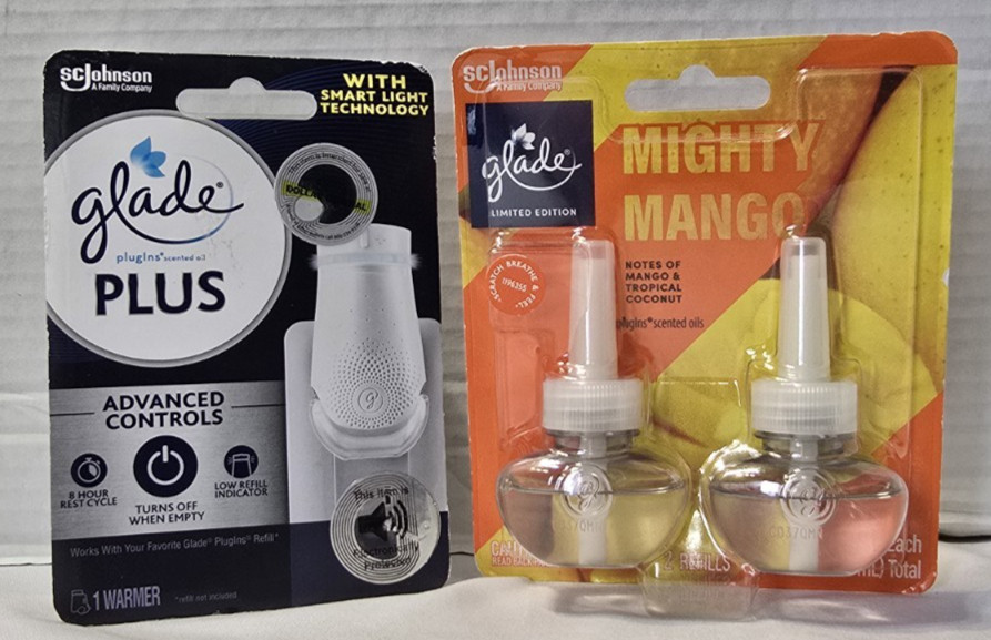 Ambientador de aire de aceite perfumado Glade PLUS Plugins + Mighty Mango 2pk NUEVO