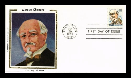 DR JIM STAMPS US COVER OCTAVE CHANUTE AVIATION PIONEER AIRMAIL FDC COLORANO SILK