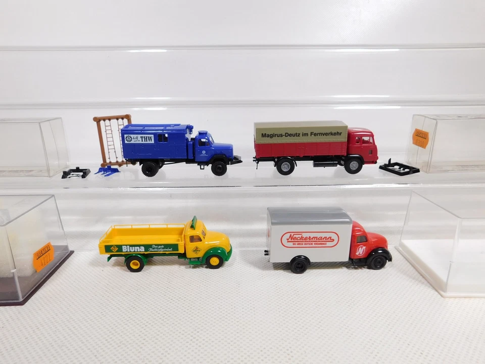 4X Brekina H0 1:87 Magirus 4202 4222 Bluna 8300 46431 THW Mint+Box #DP220-0,5 - Immagine 2 di 4