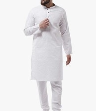 SOJANYA Since 1958, Men's Cotton Kurta Churidar Pyjama Set Size Medium/White