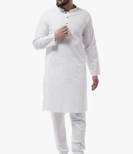 SOJANYA (Since 1958, Men's Cotton  Kurta & Churidar Pyjama Set Size Medium/White