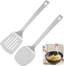 2 Stück Pfannenwender Edelstahl Set, Massiv Edelstahl Pfannenwender