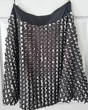 Coast Black  White Flare Skirt Texture With Black Squares Size 14