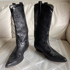Donald J Pliner Black Embossed Leather Cowboy...