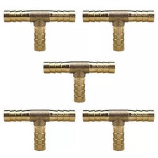 5Pcs 5/16" 8mm Hose Barb TEE Brass Pipe 3 Way T Fittings Connector Replacement