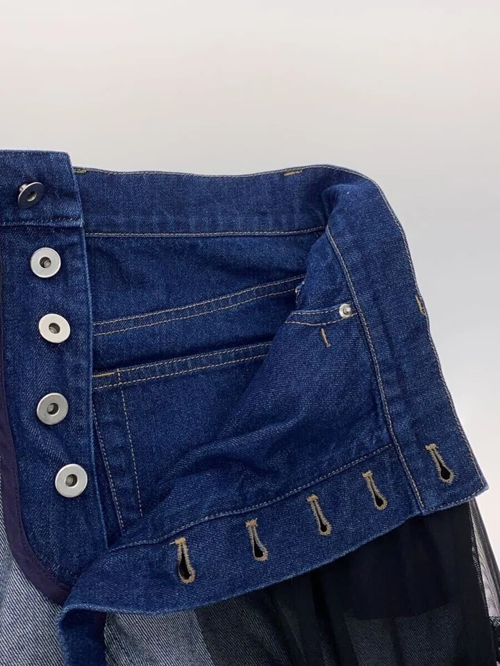AULA AILA Reversible Tulle Denim Skirt IDG Indigo Used - Image 3 of 4
