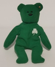 TY Teenie Beanie Babies Erin The Green Bear With White Shamrock 1993 - NO TAG