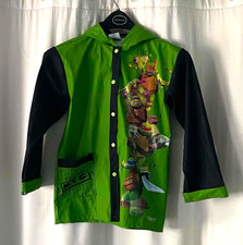 Teenage Mutant Ninja Turtles TMNT Kids Green Hooded Rain Jacket Size Medium M/L