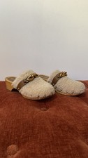 Tory Burch Shearling Jessa Horsebit Wooden Clogs Size 5.5
