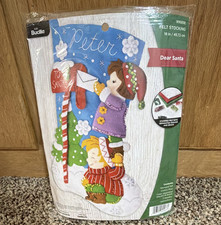Bucilla Dear Santa Holiday 18in Felt Stocking Kit Beads Sequins 89583E