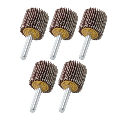 5 Pack 1'' x 1'' x 1/4'' Shank Mounted Flap Wheels 60 Grit Aluminum Oxide
