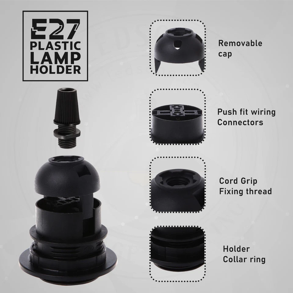 E27 E14 Plastic Light Bulb Lamp Holder Screw style Pendant Socket Bulb Holders - Image 2 of 4