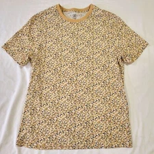 I.N.C Size Medium Men's Tan And Black Floral Patterned Short sleeve T-Shirt