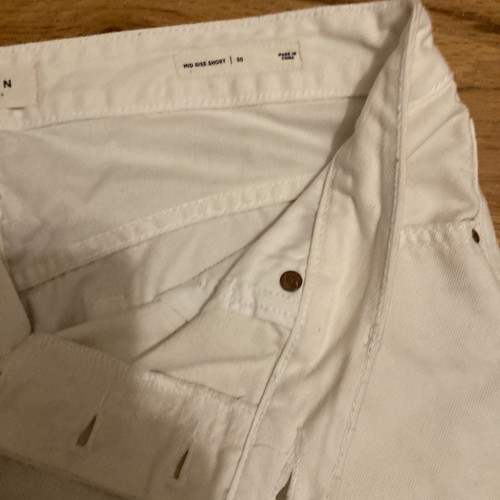 Jean PACSUN Mediano Rise Corto Talla 30 Envejecido Mujer Blanco Botones Mosca Dobladillo Crudo - Imagen 4 de 9