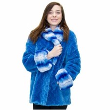 Clearance! Sheared Beaver Fur Jacket With Chinchilla Rex Trim- Size 12-14
