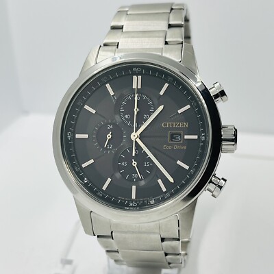 Citizen Chandler Men's Chronograph Eco-Drive Silver Steel 43mm Watch CA0611-50H