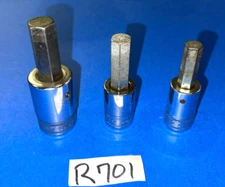 SNAP-ON TOOLS 3 PIECE 1/2 DRIVE METRIC HEX SOCKET DRIVERS 12MM, 14MM, 17MM