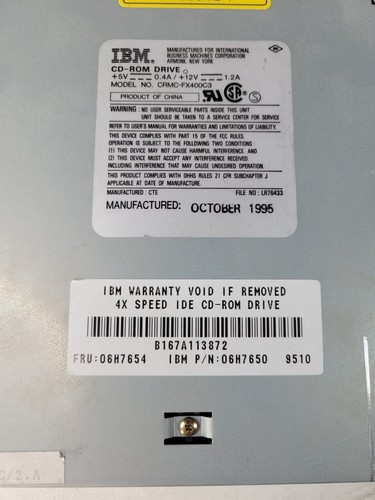 Vintage IBM CRMC-FX400C3 06H7654 06H7650 CD-ROM DRIVE - Afbeelding 2 van 3