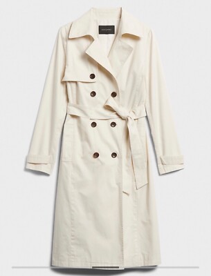 NWT Banana Republic Womens Long Cotton Twill Double Breasted