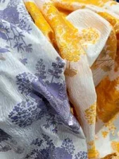 Floral Brocade Lavender Fabric By the Yard White Textured Organza Fabric For Dre