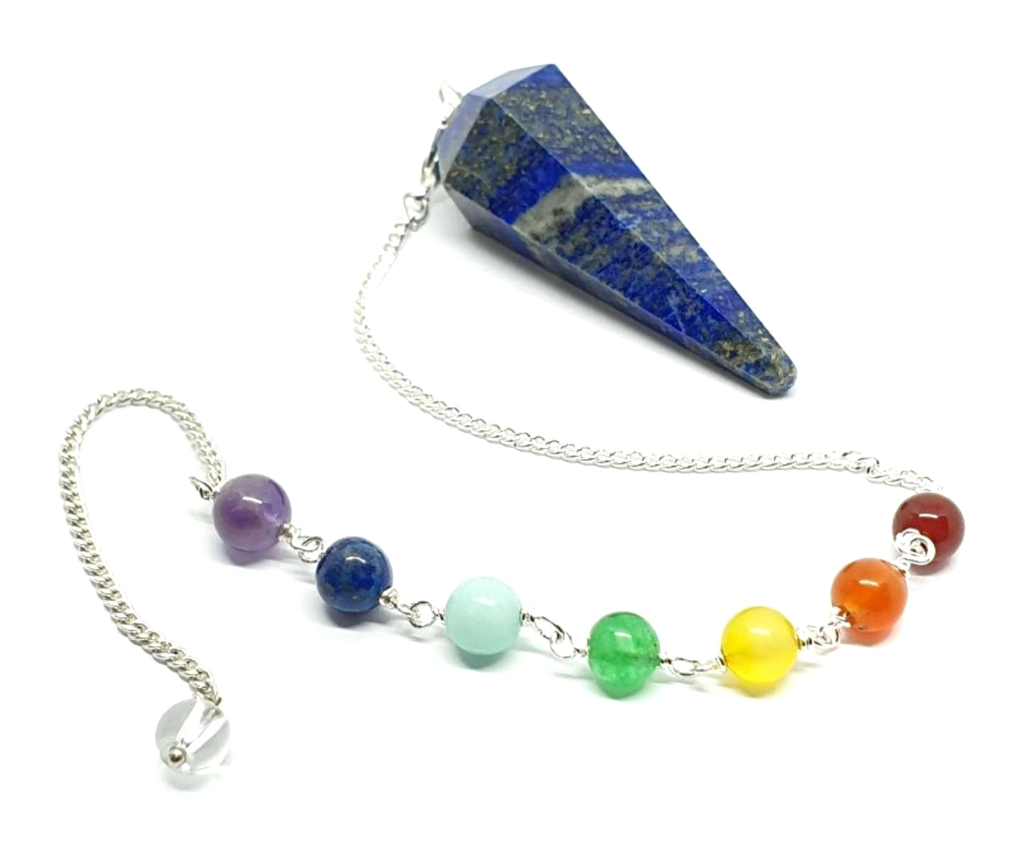 Lapis Pendulum 7 Chakra Gemstone Chain Divination Dowser Reiki Charged UK seller