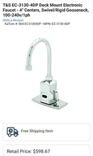 T&S Brass EC-3130-4DP Chekpoint Above Deck Electronic 4" Center Gooseneck Faucet